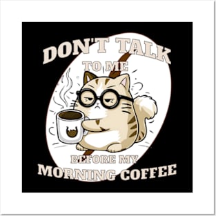 Grumpy Coffee Cat Posters and Art